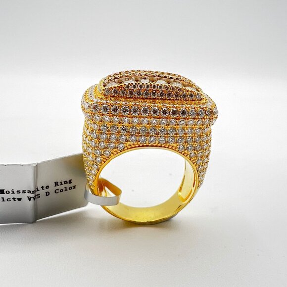 925 Sterling Sliver Moissanite Rectangle Elevated Ring, 1inch wide 6.961ctw VVS - Picture 2 of 7